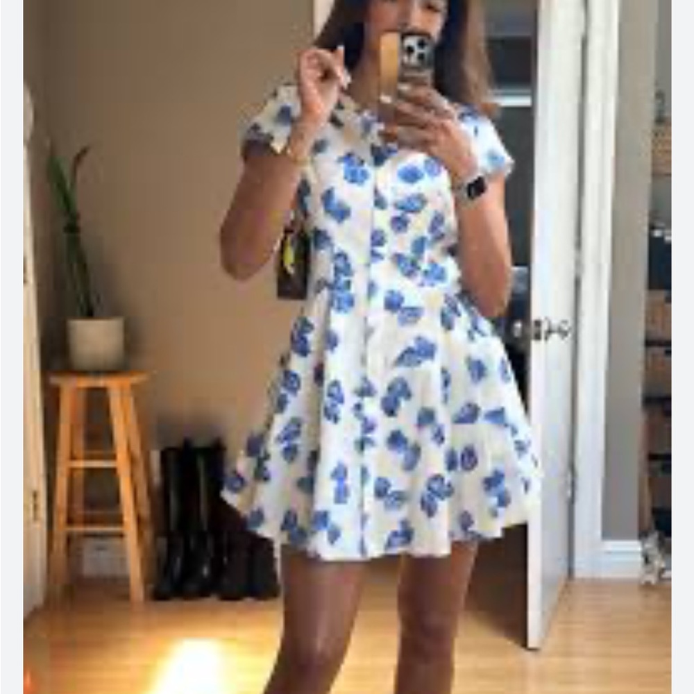 Zara NWT white with blue printed short dress 2183/015 - Picture 8 of 8
